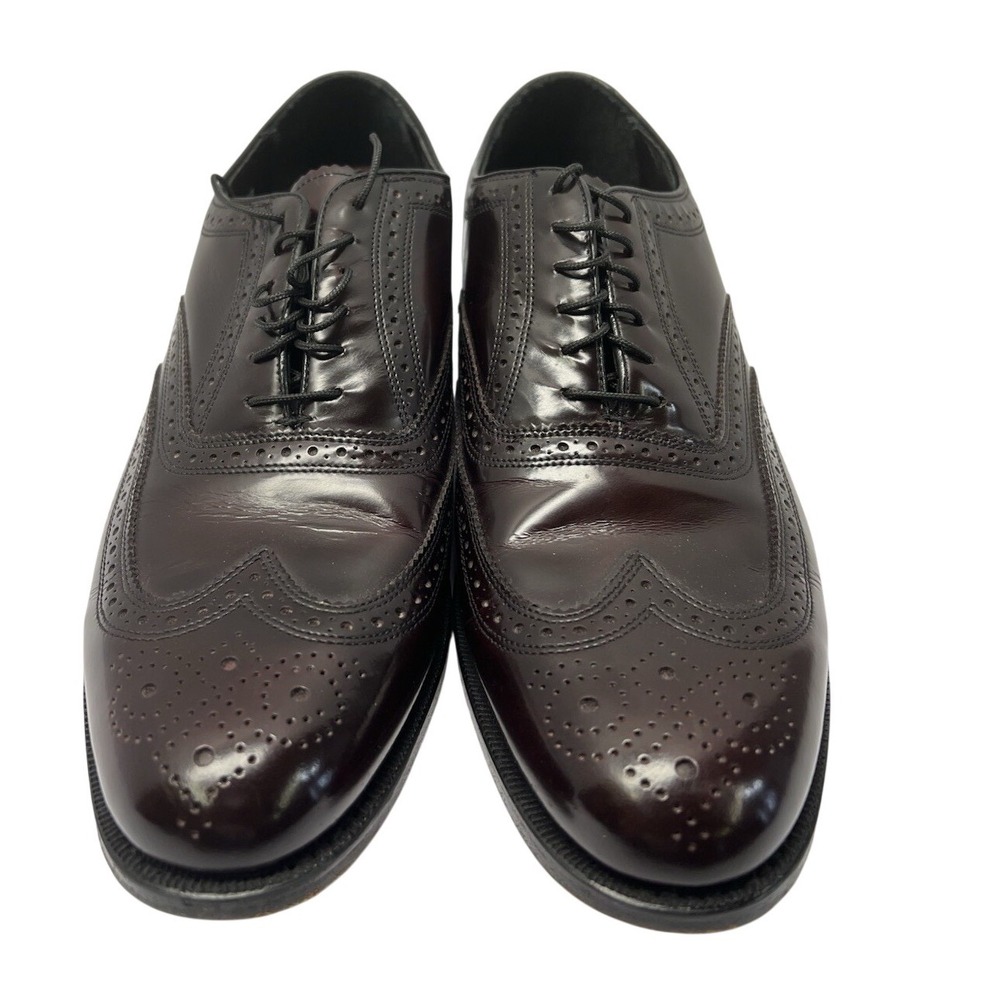 Florsheim Wingtip Oxford‎ Mens 9.5 D Burgundy Leather Brogue Dress Shoes 30300